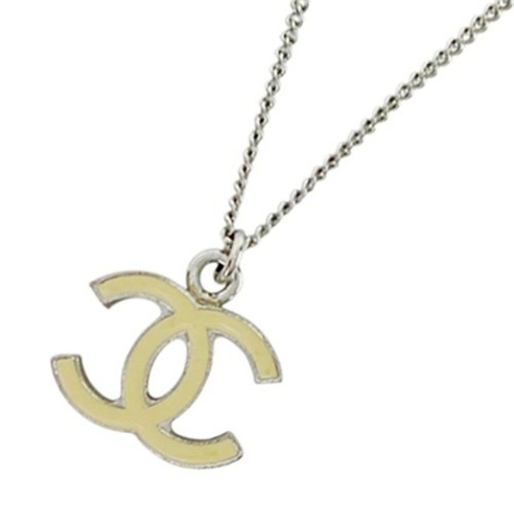 Chanel Cc Logos White Enamel Necklace #354899C79B